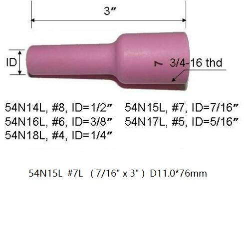 RIVERWELD TIG Gas Lens Alumina Nozzle Ceramic Cups Long Size