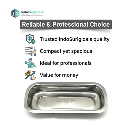 Image of IS IndoSurgicals Stainless Steel Instrument Tray with Cover, Deluxe Quality (1, 8 inchX3 inchX1.5 inch)