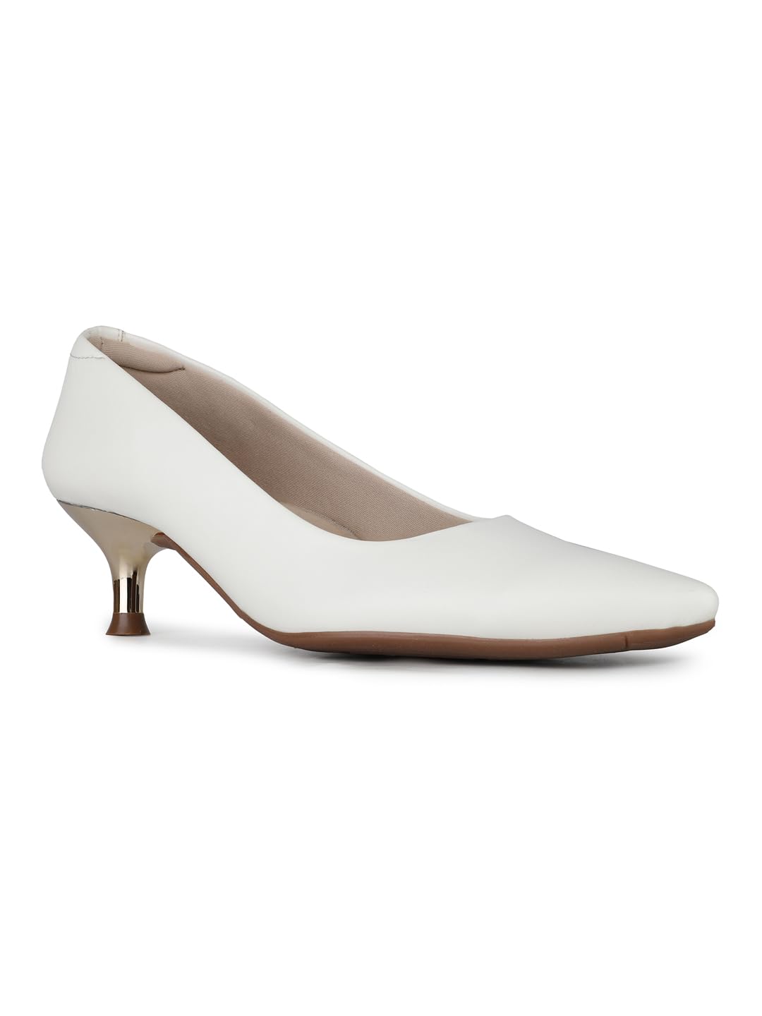 inc.5 Womens Women White Solid Pointed Kitten Heel Pumps Pump-picture-21