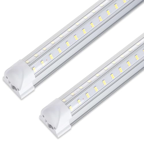 SUERCAI.YO 3FT LED Shop Light 36W 5000lm Super Bright 6500K Clear Cover V-Shape T8 LED Fixture Linkable Shop Lights for Garage Workbench Workshop (2 Pack)