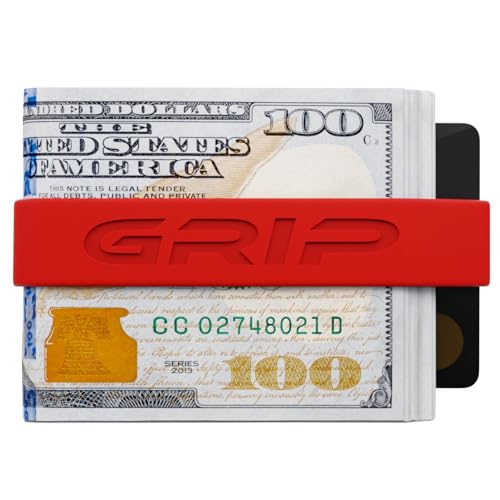 Grip Money Bands (Pack of 3) - BLOOD RED - Premium Silicone Band for Cash & Cards - Slim & Durable Design