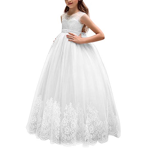IWEMEK Princesa Vestido de Primera Comunión Cordón Tul Vestido de Niña de...