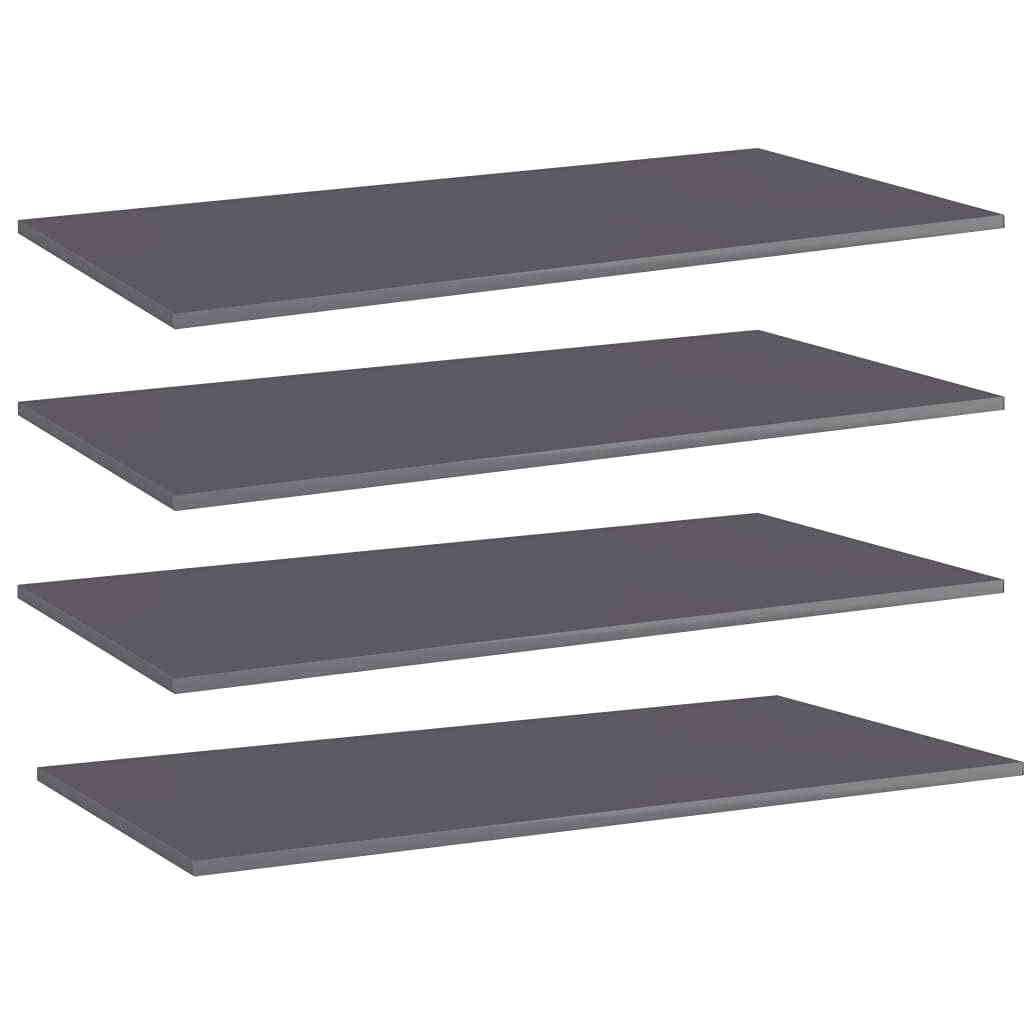 Bücherregal-Bretter 4 Stk Hochglanz-Grau Holzwerkstoff 100x50x1,5 cm Regalboden für Regalsystem Wand, Stand, Schrank, Raumteiler zur flexiblen Aufbewahrung und Ordnung im Wohnzimmer Büro