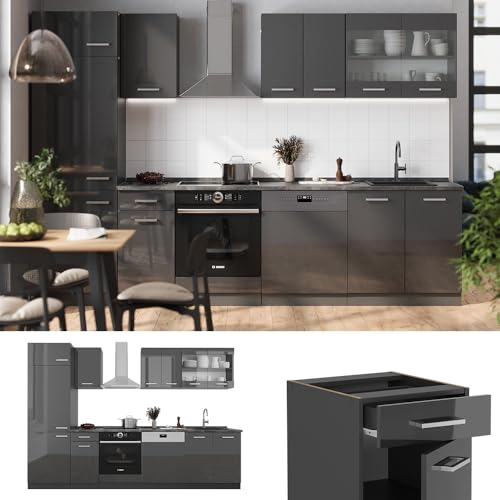 Vicco Cucina Componibile Antracite Lucido/Antracite 300 Cm , Pl Marmo - 8