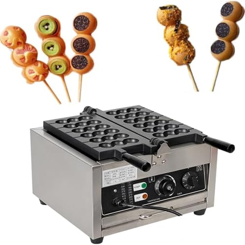 Commercial Electric Bubble Skewer Waffle Ball Machine 6-Grid Nonstick Waffle Balls Maker Iron Stainless Steel Belgium Waffle Ball Stick Maker 1400W
