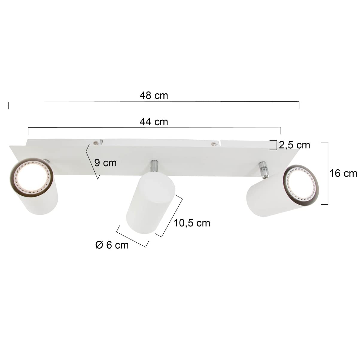 Trio Leuchten Balken in Metall weiß, Spotbalken 3-flammig, exklusiv 3xGU10, Länge: 48 cm 802400301, Weiß Matt