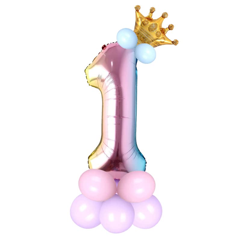 Image of Birthday Decoration Items Multicolor 32 Inches Numbers 1 Foil Helium Balloons| Birthday Decoration Kit For Boy Girl | Number Foil Balloon | Birthday Decoration Items For Boy Girl,13 Pcs