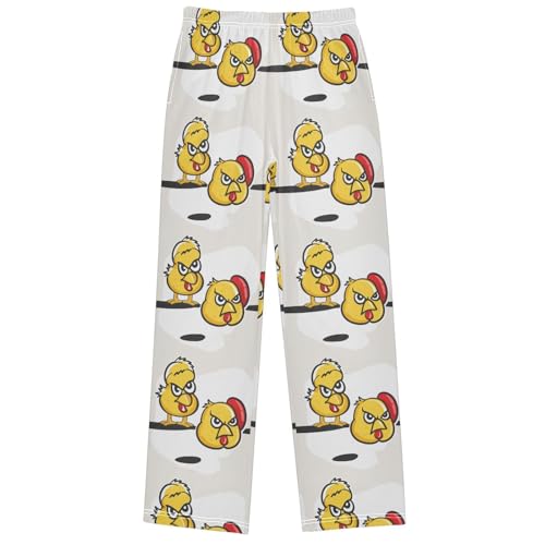 Boy's Pants Cartoon Chicken Red Boxing Glove Jogger Pants Elastic Long Bottoms Trousers with Pockets 6-14 Years