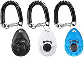 Diyife Clicker Clicker dla Psów, z Elastycznym Paskiem i Dużym Guzikiem, Profesjonalny Clicker Treningowy dla Kotów, Psów, Koni [3-pak, Czarny + Niebieski + Biały]