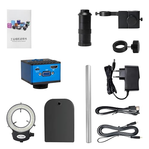 Image of DKP Medicams Microscope Sets HD 48MP 60F /S HDMI /USB Industrial Microscope Camera+130X C Mount Lens+56 LED Ring Light for Phone Chip Repair