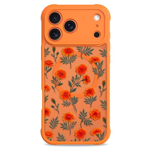 KANGHAR Magnetic Designed for iPhone 17 Pro Case, Cute Orange Floral