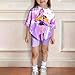 K Pop Short Sleeve T-Shirt And Shorts Outfits Set For Girls Cute Cartoon Print Graphic Tees 2 Piece Sets Demon Going Out Tops Singers Group Merch Costume Birthday Gifts(C-Light Purple,9 Years)