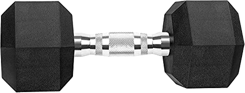 image for Zoomster 150 Pound Hex Dumbbell Set with Rubber Coated Dumbbells and R