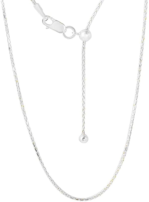 Savlano 925 Sterling Silver Solid 1.0MM Franco Square Box Adjustable Bolo 14-24 Inch Chain Necklace For Women - Made in Italy Comes With a Gift Box (White) by Savlano - Used condition - US$30.40