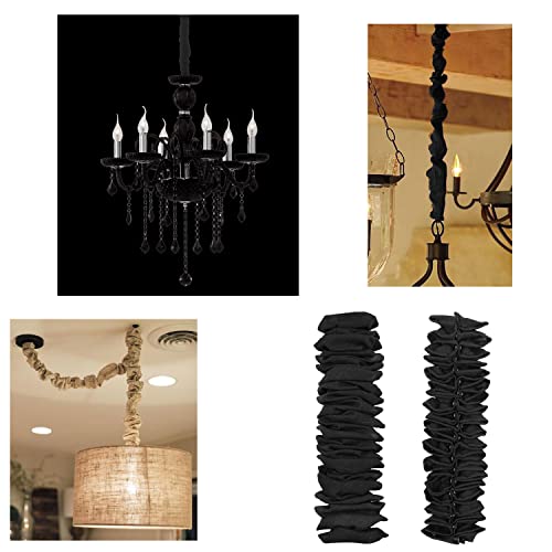Image of ECUDIS 2 Packs Chandelier Chain Cover Cord Cover 6 Feet, Great for Lamps, Light Fixtures, and Desks, Cable Management, Black
