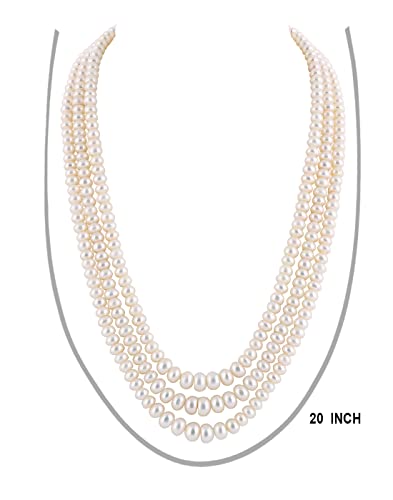 Image of Pitti Jewels And Pearls Natural Fresh Water Hyderabadi Button Shaped 4 To 9 MM Size Pearl Graduation Necklace Chain With Certificate from Hyderabad for Women Girls