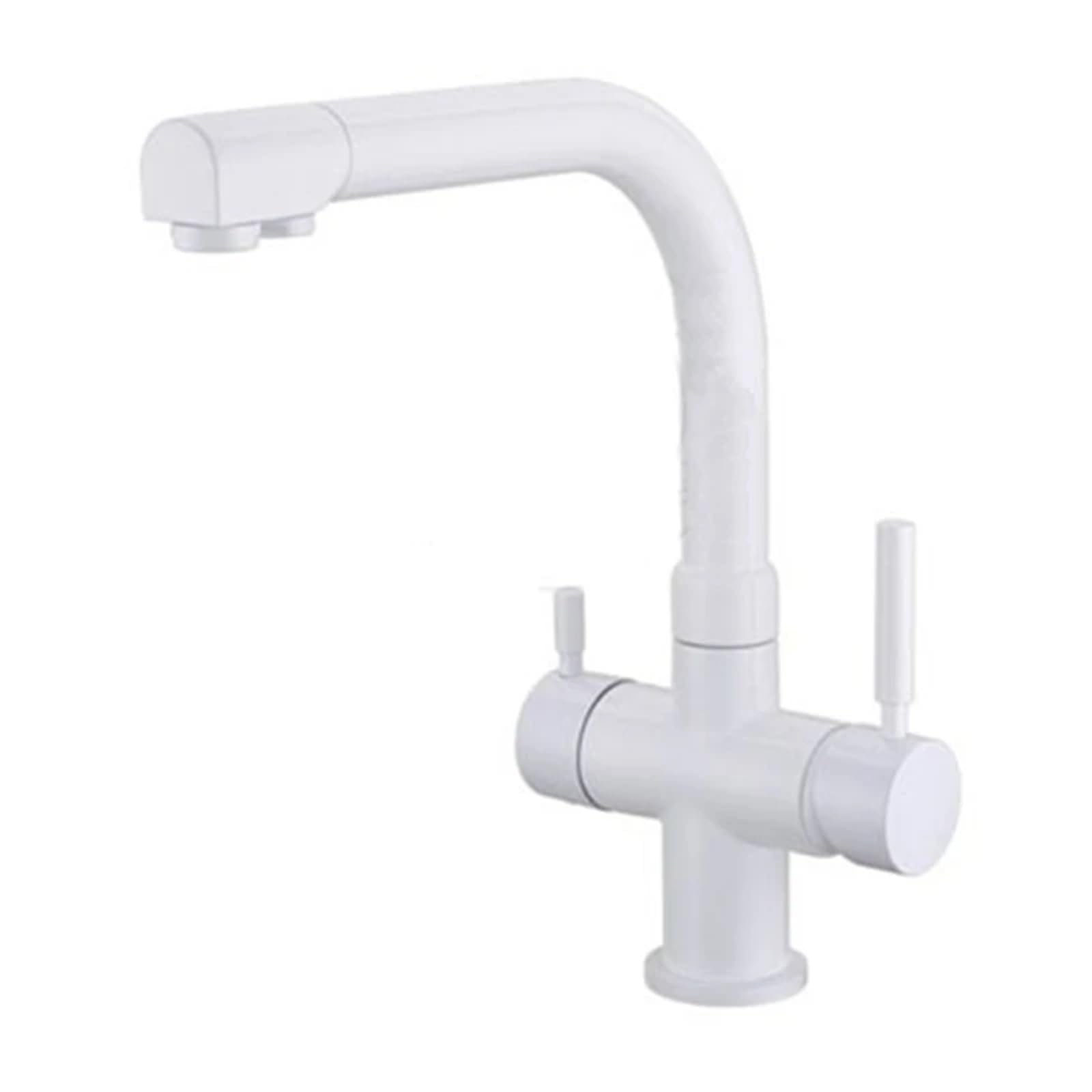 Laiton Massif Trois Voies Mat Noir/Blanc Kiten Robinet Osmose Tri Débit Évier Mélangeur 3 Voies Filtre À Eau Robinet (Couleur : Blanc)