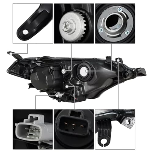 Image of Front Bumper Headlights Fit for 2014-2016 Toyota Corolla C CE LE S L Headlamp Replacement Kit Chrome Housing Amber Reflectors LH + RH