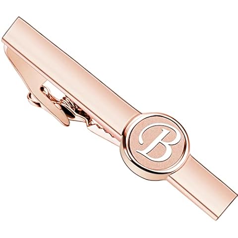 AMITER 2 Inch Rose Gold Initial Tie Clip Cover