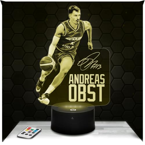 Lampephoto.fr - Lampe 3D Andreas Obst Décoration Basketball Allemand, Basket, Idée Cadeau Homme, Objet Sport Sportif, Veilleuse LED, Idée Cadeau Fan de Basketball, Effet Hologramme