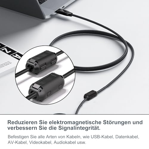 Ferritkerne für Kabel, 30 Stück Clip-on Ferritkern, EMI Rauschunterdrücker Kabelclip mit 3.5mm 5mm 7mm Innendurchmesser für USB Kabel Audio und Video Kabel Stromkabel