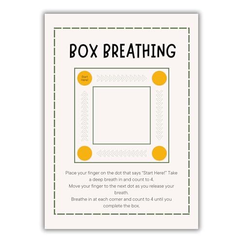 Summit Designs Box Breathing Exercise Wall Art - Anxiety Relief Print 11x14 Unframed Stress Management Mindfulness Poster Therapy Office Meditation Calm
