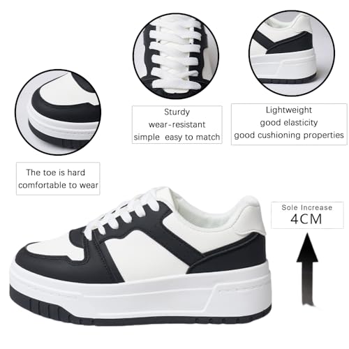 Fashionable Women's Color Blocked Thick Soled Casual Sports Shoes, Versatile Lace Up Sponge Board Shoes4
