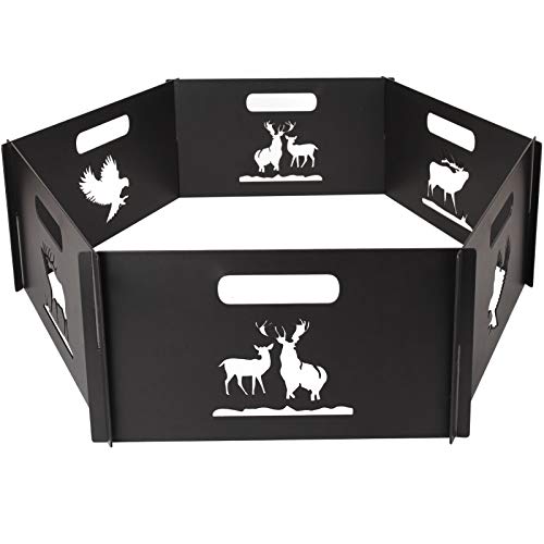 Inno Stage 28" Heavy Duty Steel Firepit Ring For Outdoor Camping Living Round Wilderness-Deer,Wood Burning With Portable Carrying Bag, Thick Metal Fire Pit For Outside Patio, Backyard, Camping,Bonfire #TOP8