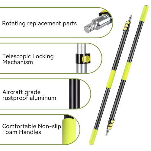 RuzRhyth 20FT Light Bulb Changer for High Ceilings with 4-12FT Telescopic Extension Pole 2 Plastic Baskets and Suction Cup for Recessed Lights, Light Bulb Removal Tool