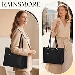 RAINSMORE Tote Bags for Women 14 Inch PU Leather Large Purse bag Handbags for Work Capacity for Shopping Travel