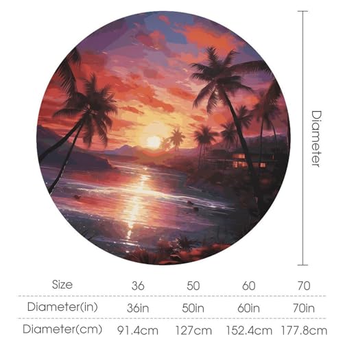 Nappe ronde colorée polyester imprimé tropical nappe décorative d'extérieur 178 cm - 3