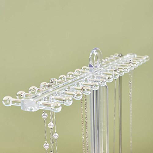 STORi Clear Plastic Necklace Holder with 30 Individual Pegs and Divided Jewelry Tray