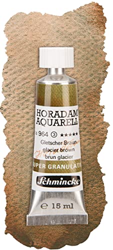 Schmincke Acuarela Horadam® Acuarela con súper granulado, marrón glaciar, 15 ml, tonos de color granulados muy brillantes, los mejores colores de acuarela supergranulantes