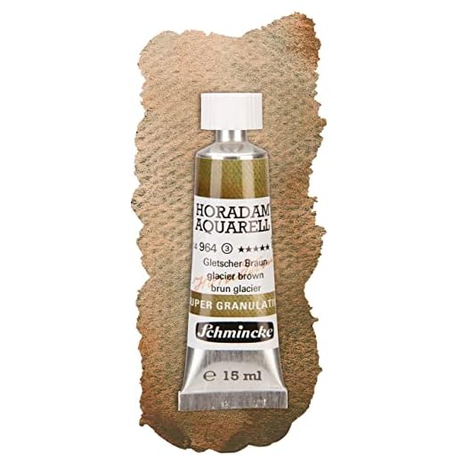 Schmincke Acuarela Horadam® Acuarela con súper granulado, marrón glaciar, 15 ml, tonos de color granulados muy brillantes, los mejores colores de acuarela supergranulantes