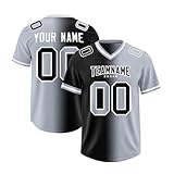 Fußball-T-Shirt, Unisex, personalisierter Name und Logo, V-Ausschnitt, kurzärmelig, Sport-T-Shirt, schnelltrocknend, atmungsaktiv, für Freizeitkleidung und Teamsport, grau, Small