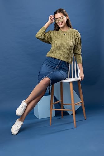 Image of Wear lusso Women's Woolen Cable Knit Pullover Sweater | Full Sleeve Round Neck Winter Wear | 100% Wool Soft & Warm Stylish Sweater for Girls, Ladies & Women | Cozy Casual Winter Fashion