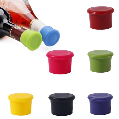 hioseyre 6 Pcs Silicone Bottle Caps,Reusable Wine Stopper,Grape Wine Bottle Stoppers,Sealer Beverage Bottle Stopper,Bottle Caps for Wine Bottle Supplies,Keep Wine Fresh