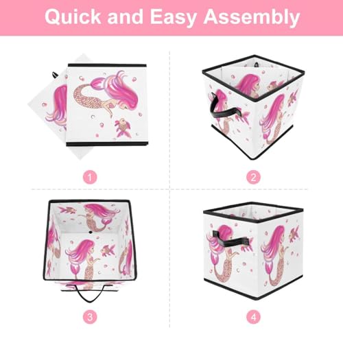 Boîte de rangement pliable rose sirène pour placard - 6