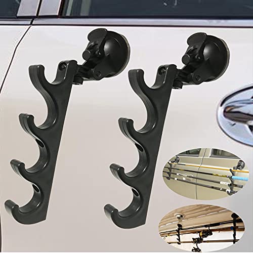 Adjustable Fishing Rod Rack Vehicle Fishing Rod Holder Fishing Rod Storage Rack with Suction Cups Attach for Vehicle Car/Truck/SUV/Boat/Smooth Glass - No installation tools required