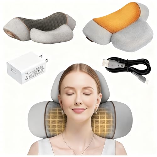 3-in-1 Neck Massager Pillow with Heat|Heated Neck Pillow with Massage|Deep Tissue Massage Pillow for Neck Relaxation |Cervical Support Memory Foam Pillow (Light Grey) by CSQDXIN - Used condition - CA$38.70