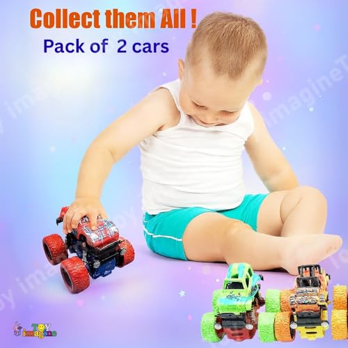 Toy Imagine 4x4 Mini Monster Truck for Kids – Friction Powered Stunt Car 360° Spin Action | Pack of 2 Push & Go Off-Road Vehicles | Toy Cars for Boys Ages 3–8 | Best Birthday Gift (Color May Vary)