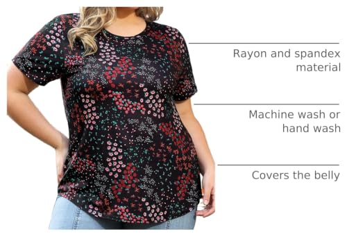 Image of CARCOS Plus Size Tops for Women Short Sleeve Shirt Summer Star /Leopard /Tie Dye /Flower Crewneck Pullover Tunic XL-5XL