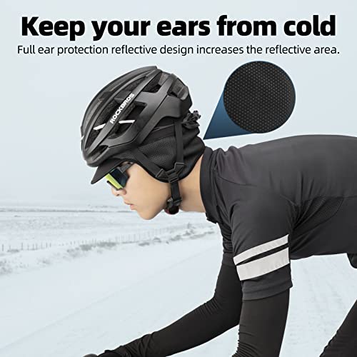 ROCKBROS Winter Cycling Caps for Men Women Windproof Cycling Hat with Sun Visor Under Helmet Liner Thermal Fleece Skull Cap Black - Image 3