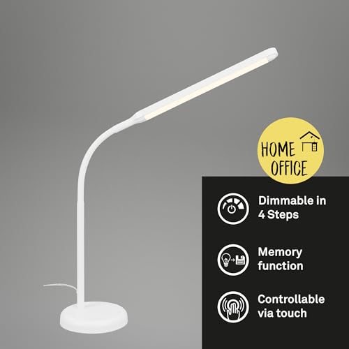 Briloner Lampada Da Tavolo Led Pivaz, Touch Dimmer, Bianco - 2