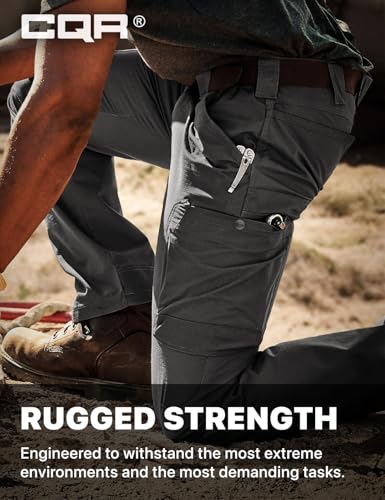 Image of CQR Men's Quick Dry Work Pants, Water Resistant Outdoor Tactical Pants, Lightweight Stretch Cargo Hiking Pants