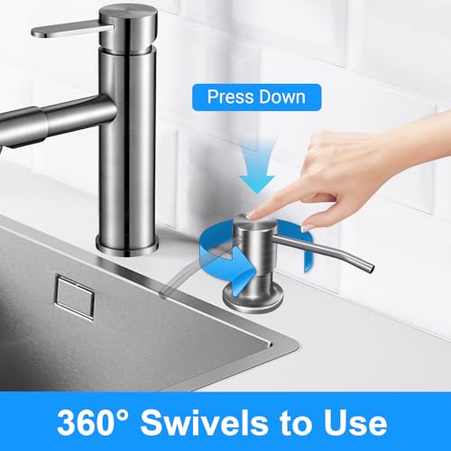 Image of Soap Dispenser Kitchen Sink, Sink Soap Dispenser, 47 inch Extension Tube kit, Dish Soap Dispenser Pump, No Need More Refills (Brushed Nickel)