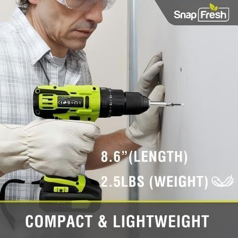 SnapFresh 20V Cordless Impact Drill-1/2" Power Drill/Driver Set,445in-lbs Torque Max,2 Variable Speeds, 43Pcs Bits w/case,2.0Ah Battery & Fast Charger Included, Power Tools - Image 3