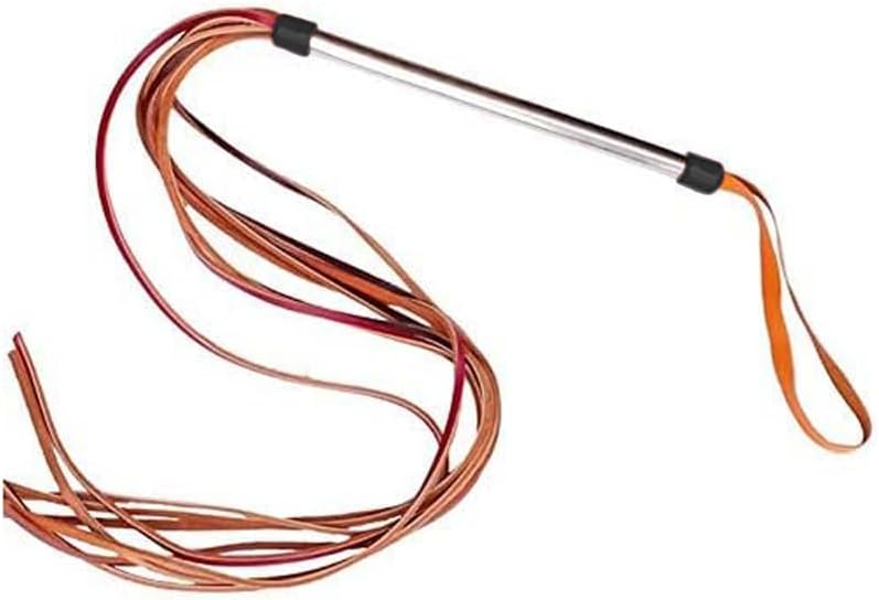 39.2" Leather Dog Protection Training Whip with Metal Handle Professional Agitation Whip Pet Exercise Tool