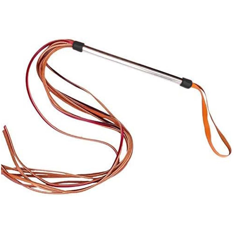TINTON LIFE 39.2" Leather Dog Protection Training Whip with Metal Handle Professional Agitation Whip Pet Exercise Tool