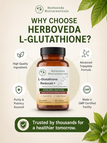 Image of L-Glutathione 500mg Capsules | Powerful Antioxidant Support | Skin Health & Radiance | Detox & Immune Support | Reduced Glutathione Supplement | 60 Veg Capsules